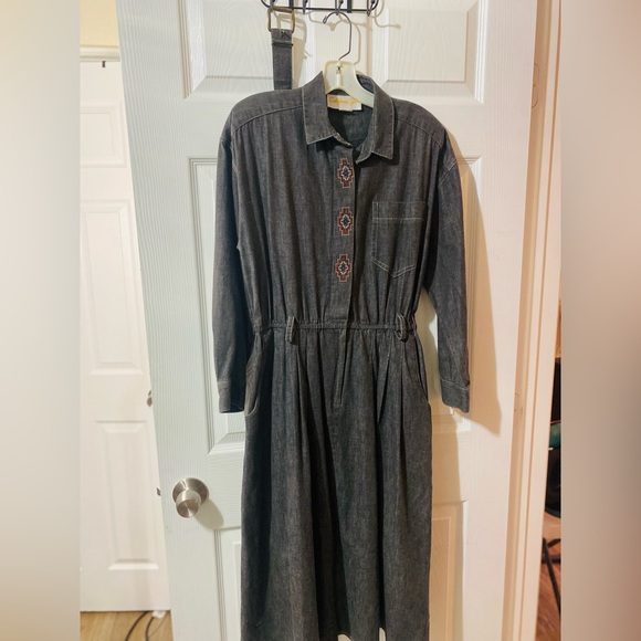 SOLD Vintage 90’s California Girl Button Up Belted Western A Line Dress Mint - Picture 2 of 10